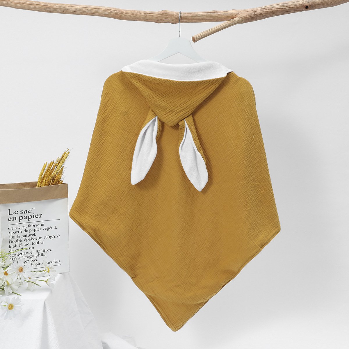 Baby Products Cotton Double Gauze Baby Bath Towel Boy and Girl Hooded Bathrobe Crinkled Cloth Full Unisex Autumn Baby Rompers