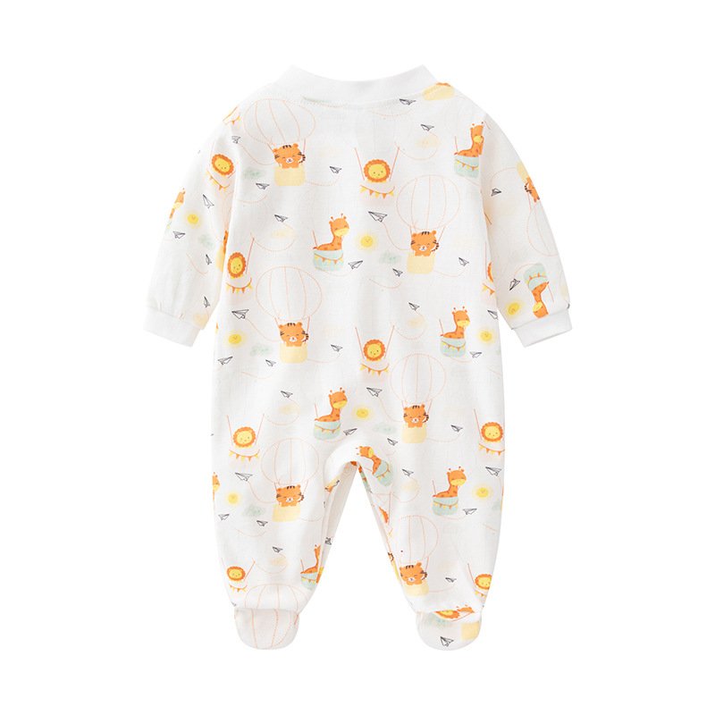 Cheap Animal Printed Cotton Long Sleeved Single Breasted Jumpsuit Romper Crawling Suit For Baby Products Clothes