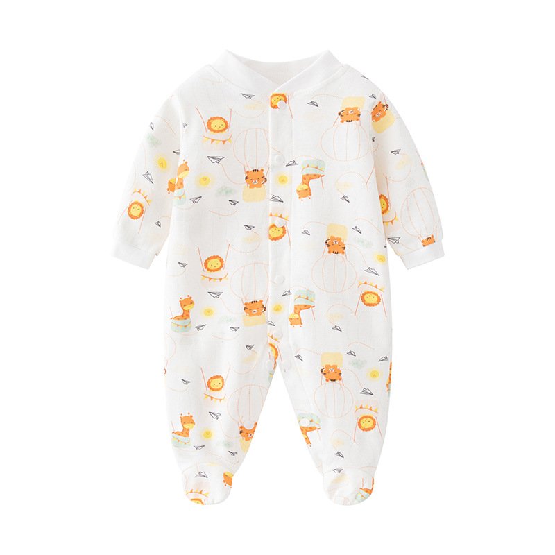 Cheap Animal Printed Cotton Long Sleeved Single Breasted Jumpsuit Romper Crawling Suit For Baby Products Clothes
