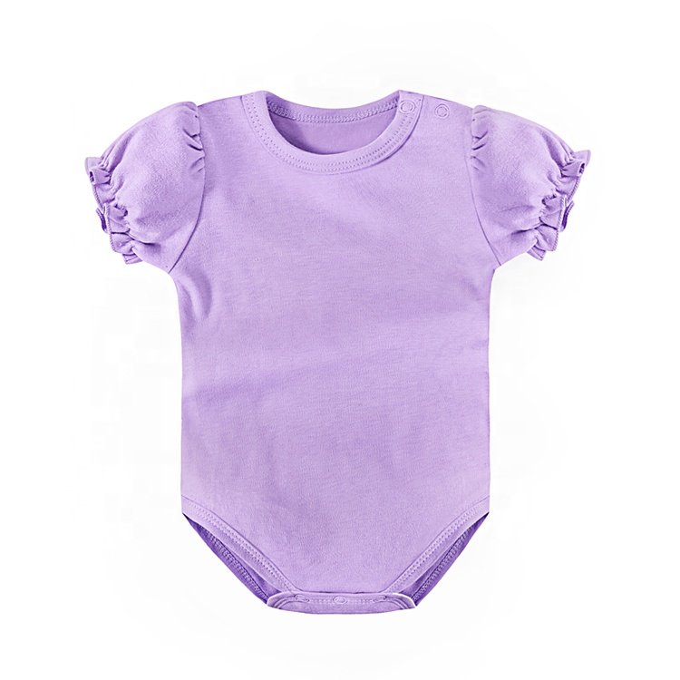 factory supply newborn cotton short puff sleeve baby romper bubble sleeve jumpsuit