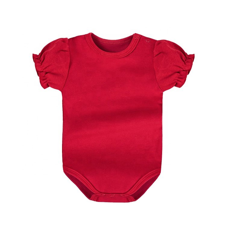 factory supply newborn cotton short puff sleeve baby romper bubble sleeve jumpsuit