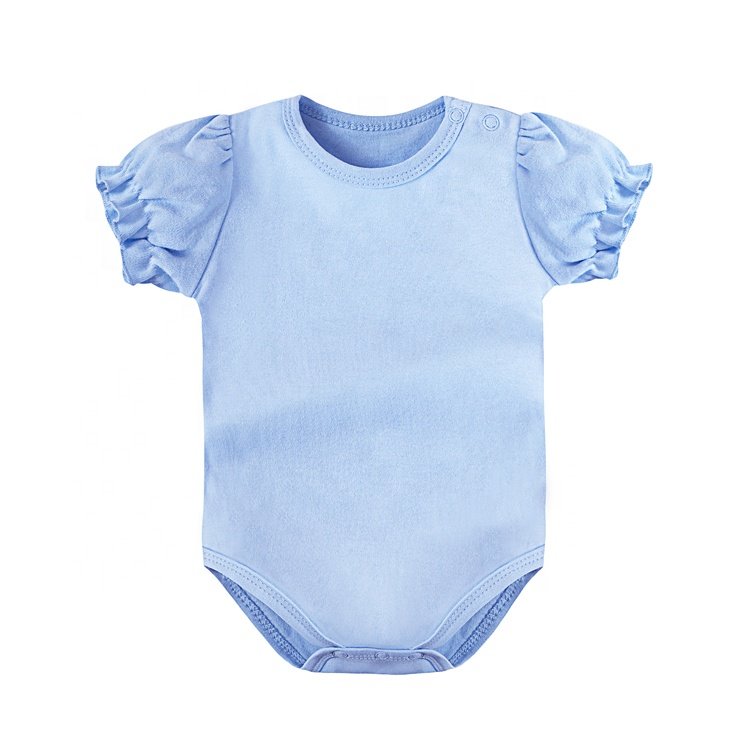 factory supply newborn cotton short puff sleeve baby romper bubble sleeve jumpsuit