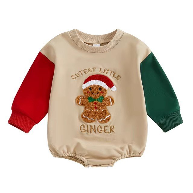 Christmas One-Piece Baby Long Sleeve Romper Towel Embroidered Baby Cotton Romper Snowman Newborn Baby Rompers