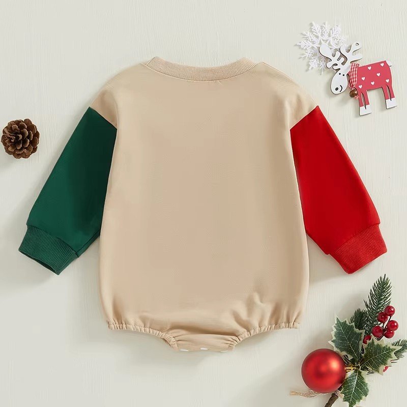 Christmas One-Piece Baby Long Sleeve Romper Towel Embroidered Baby Cotton Romper Snowman Newborn Baby Rompers
