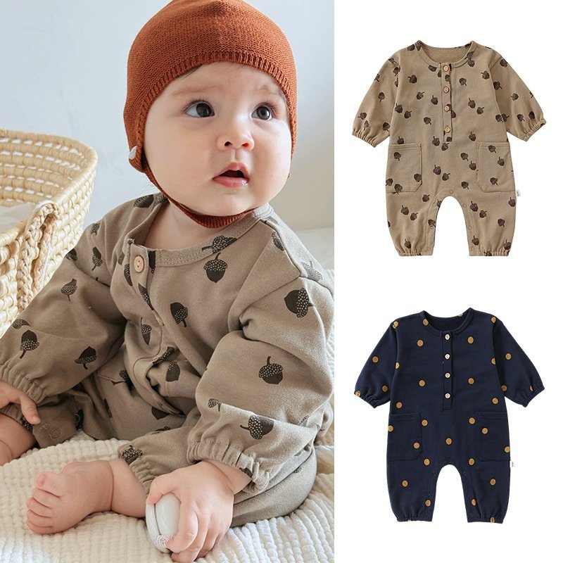 new style autumn newborn baby outfit high quality infants baby romper stylish round neck baby jumpsuit