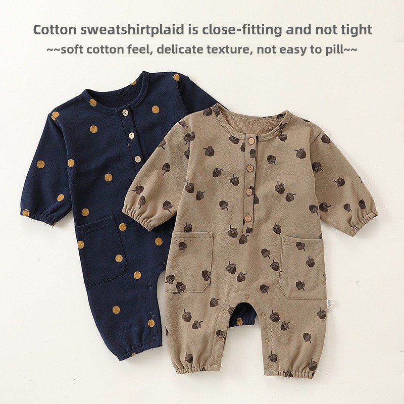 new style autumn newborn baby outfit high quality infants baby romper stylish round neck baby jumpsuit