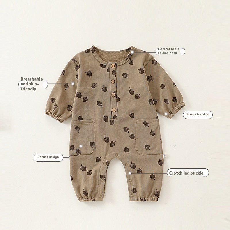 new style autumn newborn baby outfit high quality infants baby romper stylish round neck baby jumpsuit