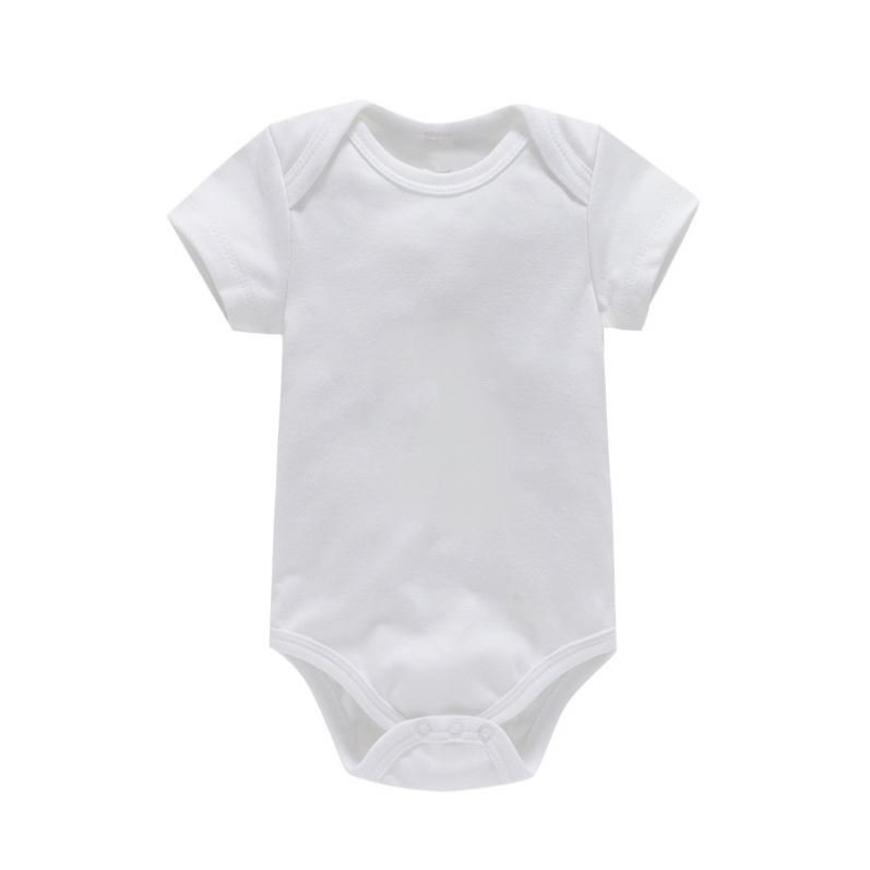 Cheap 100% Cotton Plain Baby Romper Newborn Infants Clothes Short Sleeve Jumpsuit