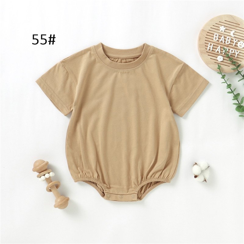 Wholesale White Blank Clothes Romper Short Sleeve Crotch Snap Organic 100% Cotton Baby Bubble Romper