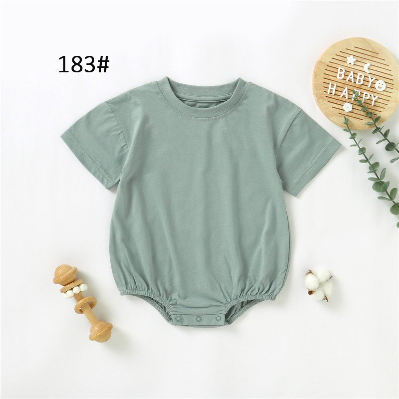 Wholesale White Blank Clothes Romper Short Sleeve Crotch Snap Organic 100% Cotton Baby Bubble Romper