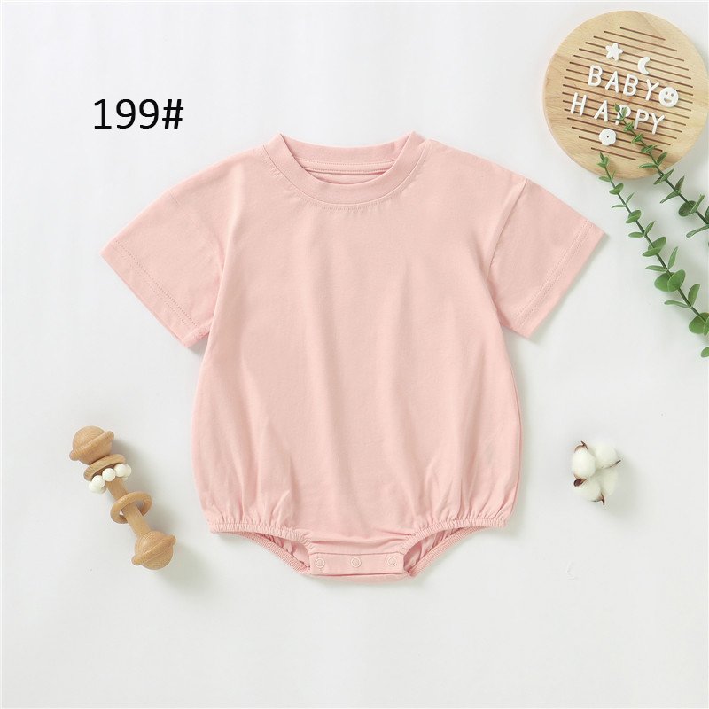 Wholesale White Blank Clothes Romper Short Sleeve Crotch Snap Organic 100% Cotton Baby Bubble Romper