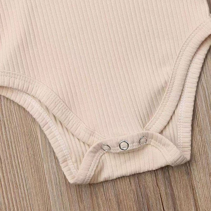 Solid Pattern Baby Girl Ruffle Romper Jumpsuit Oversized Toddler Pajamas with Snap Button Closure Woven Fabric for Autumn Season