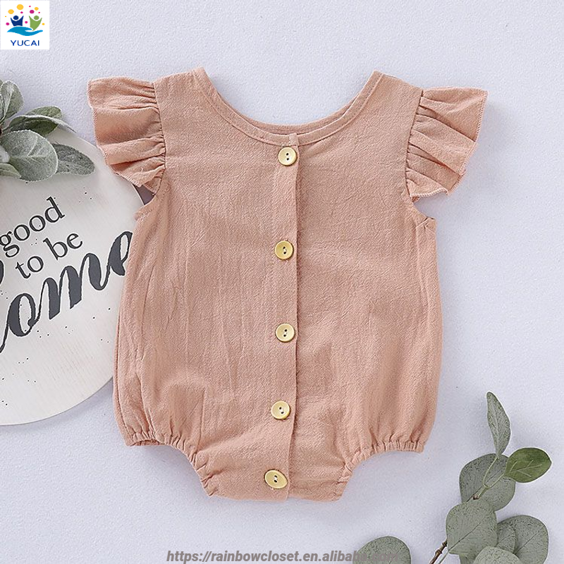 0-3m 12-24m Infant baby Cotton linen bubbles flutters toddlers spanish vintage rompers Kid Girls newborn clothes
