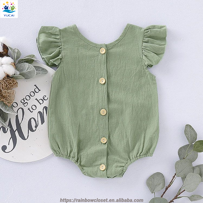 0-3m 12-24m Infant baby Cotton linen bubbles flutters toddlers spanish vintage rompers Kid Girls newborn clothes
