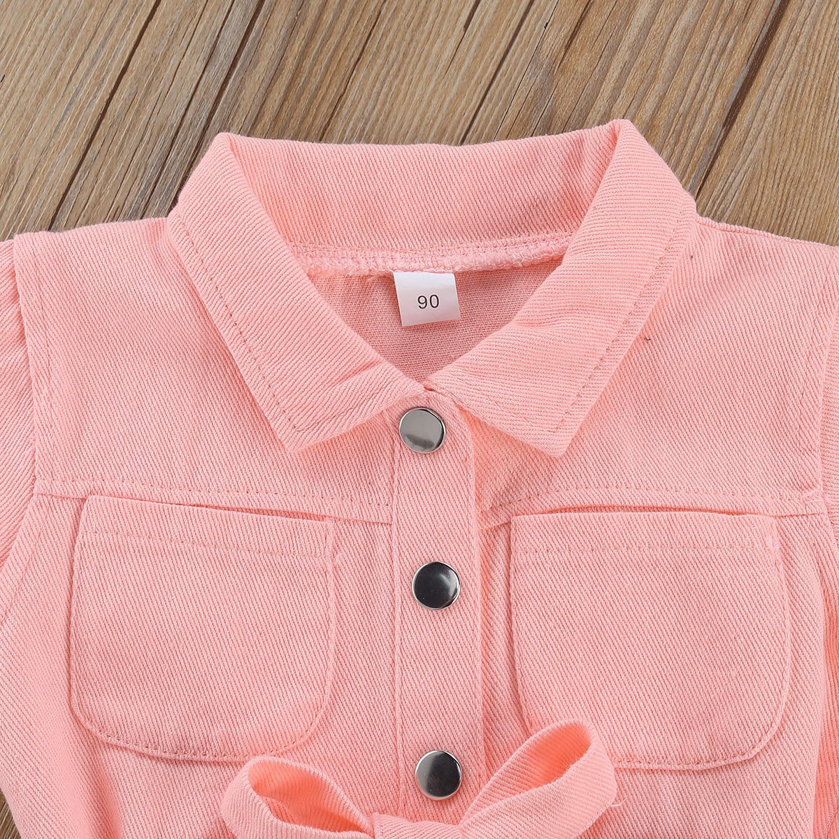 Pink Color Wholesale Baby Clothes Toddler Girl Clothing Baby Rompers With Bow-knot And Pockets