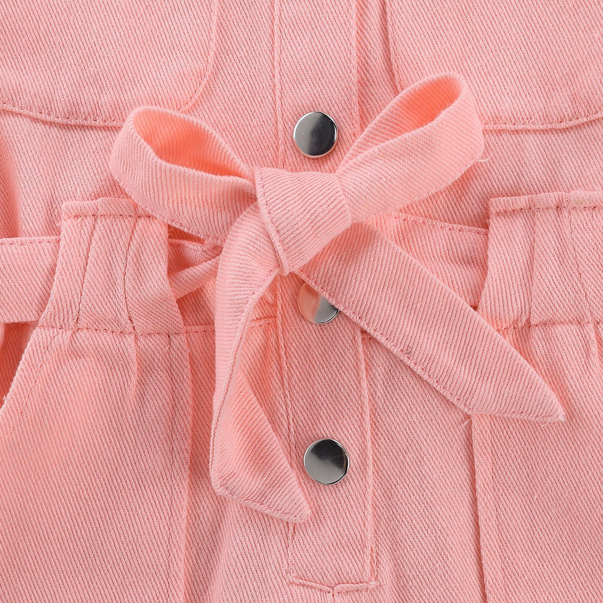 Pink Color Wholesale Baby Clothes Toddler Girl Clothing Baby Rompers With Bow-knot And Pockets