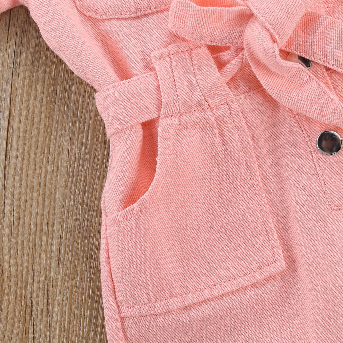 Pink Color Wholesale Baby Clothes Toddler Girl Clothing Baby Rompers With Bow-knot And Pockets