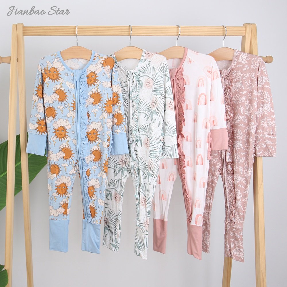 New Design Hot Sale Soft Comfortable Long Sleeve Double Zipper lace Clothing Custom color pattern Newborn Baby Rompers