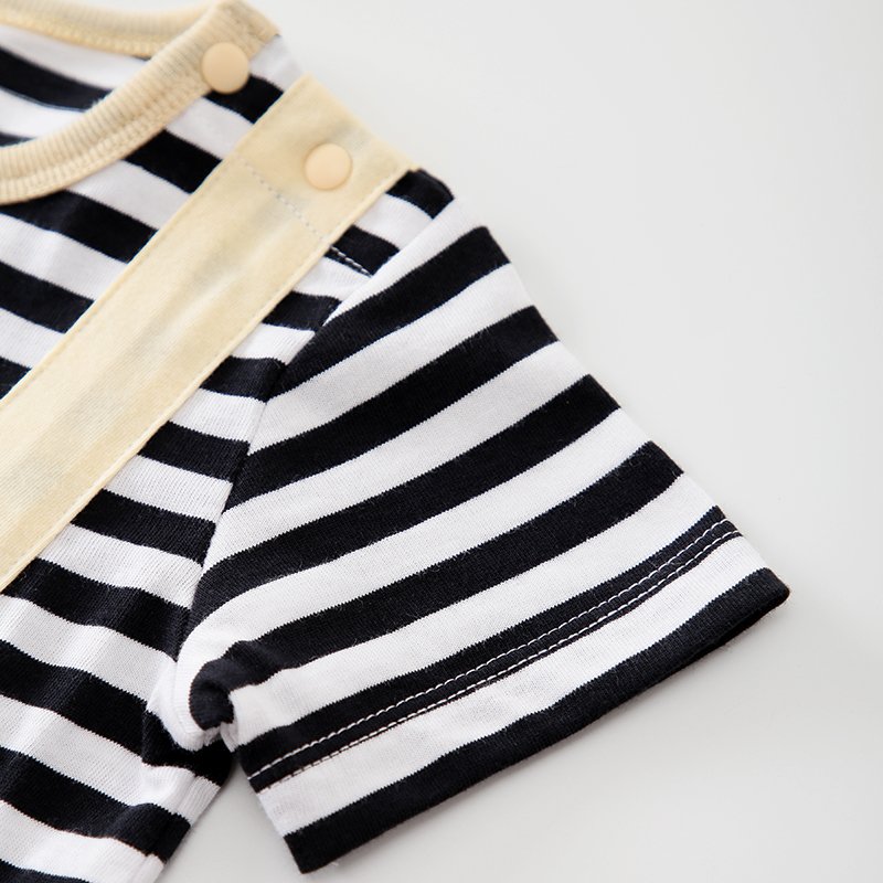 Wholesale cartoon stripe dinosaur pattern Short sleeve 100%cotton super cute newborn Baby Romper