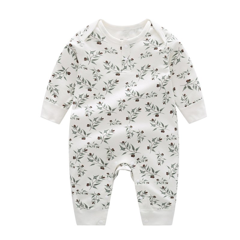 Wholesale RTS baby rompers long sleeve unisex one-piece pure cotton floral printed toddler jumpsuit spring autumn clothing