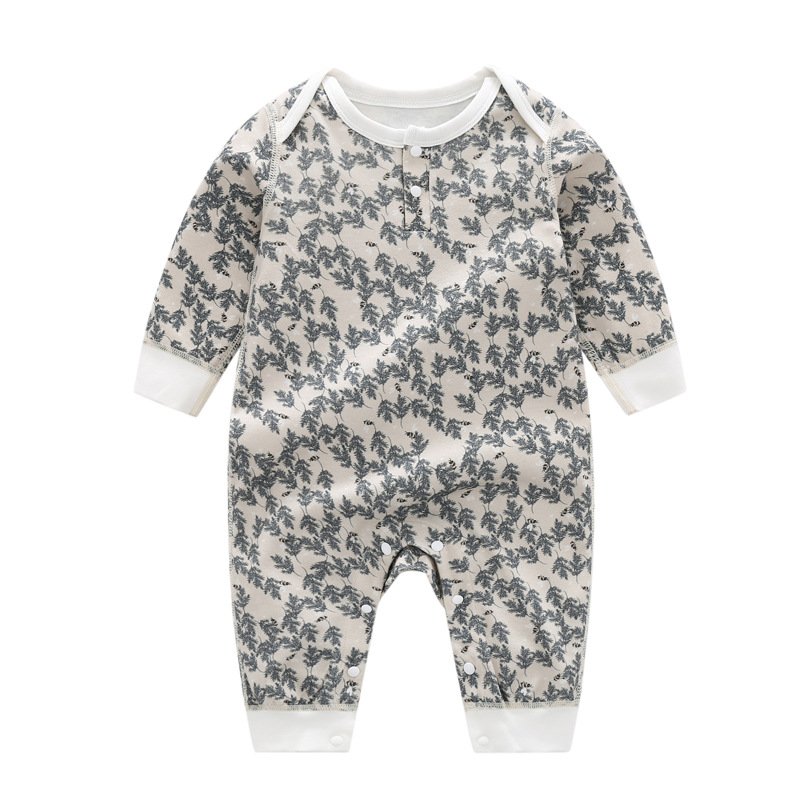 Wholesale RTS baby rompers long sleeve unisex one-piece pure cotton floral printed toddler jumpsuit spring autumn clothing