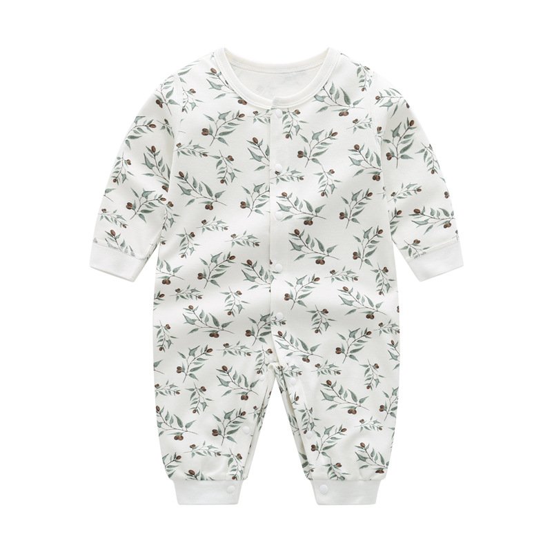 Wholesale RTS baby rompers long sleeve unisex one-piece pure cotton floral printed toddler jumpsuit spring autumn clothing