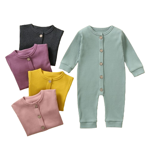 Custom Baby Clothes Long Sleeve Baby Onesie 100% Ribbed Cotton Plain Baby Rompers