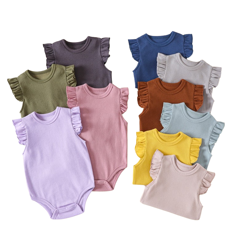 Custom Baby Clothes Long Sleeve Baby Onesie 100% Ribbed Cotton Plain Baby Rompers