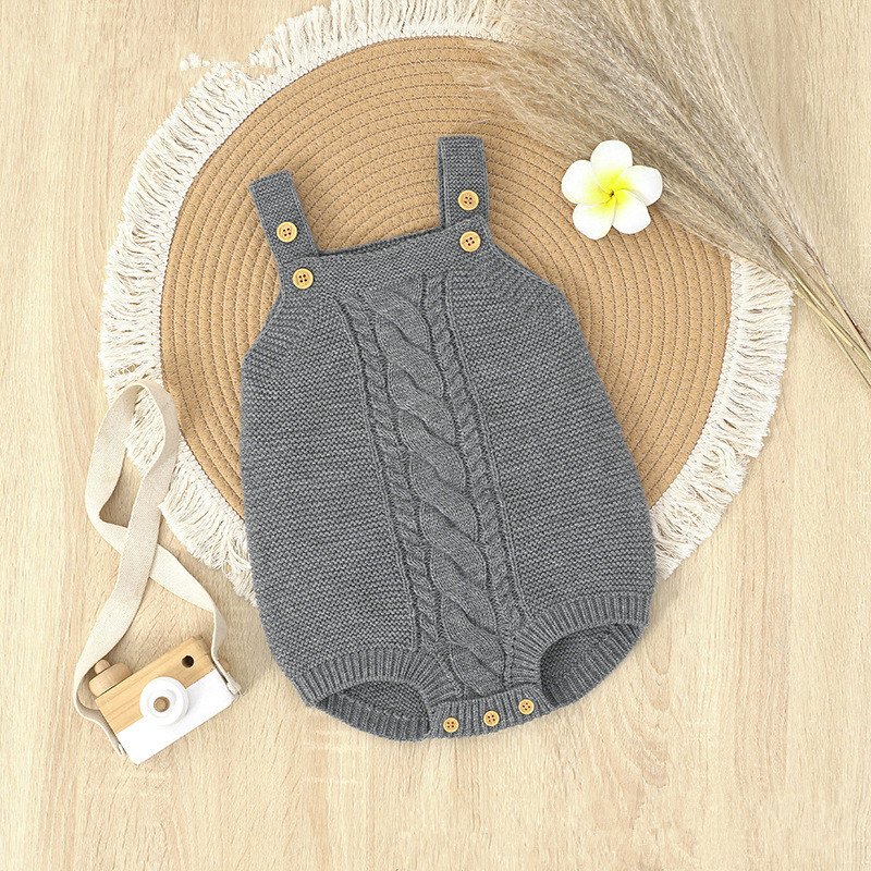 1Pcs Private Label RTS Boys Girls Knitted Hoodie Infants Versatile Solid Color Baby Romper