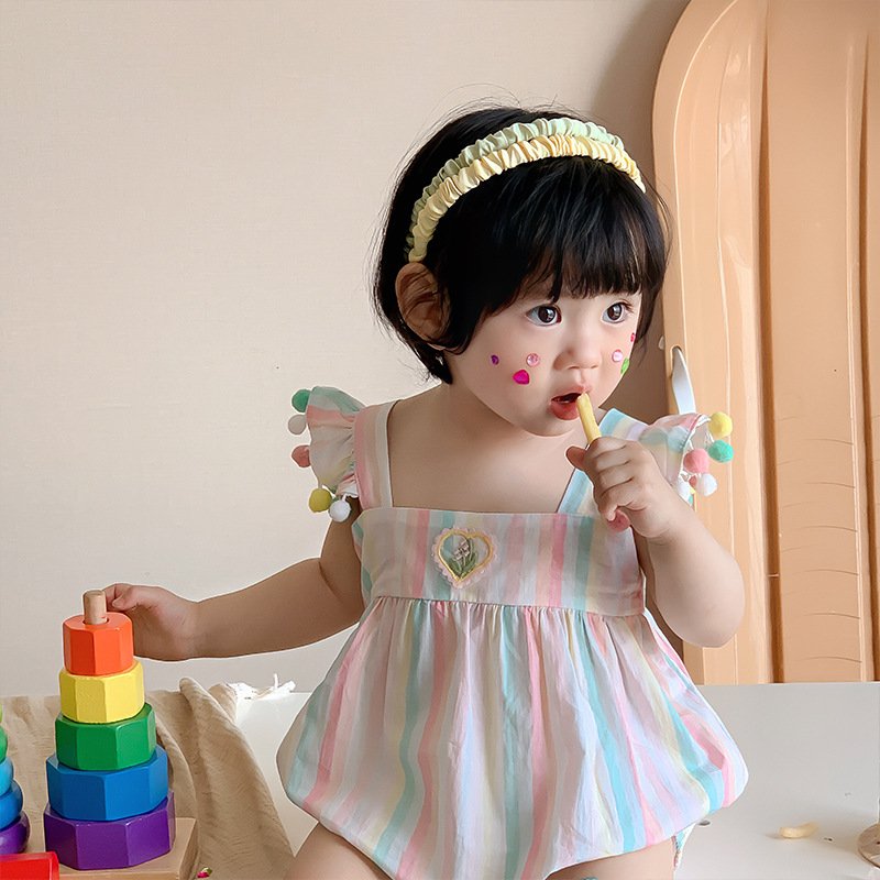 Summer Thin Newborn Princess Romper Colorful Cute Baby Bodysuit Cotton Baby Girl Clothes