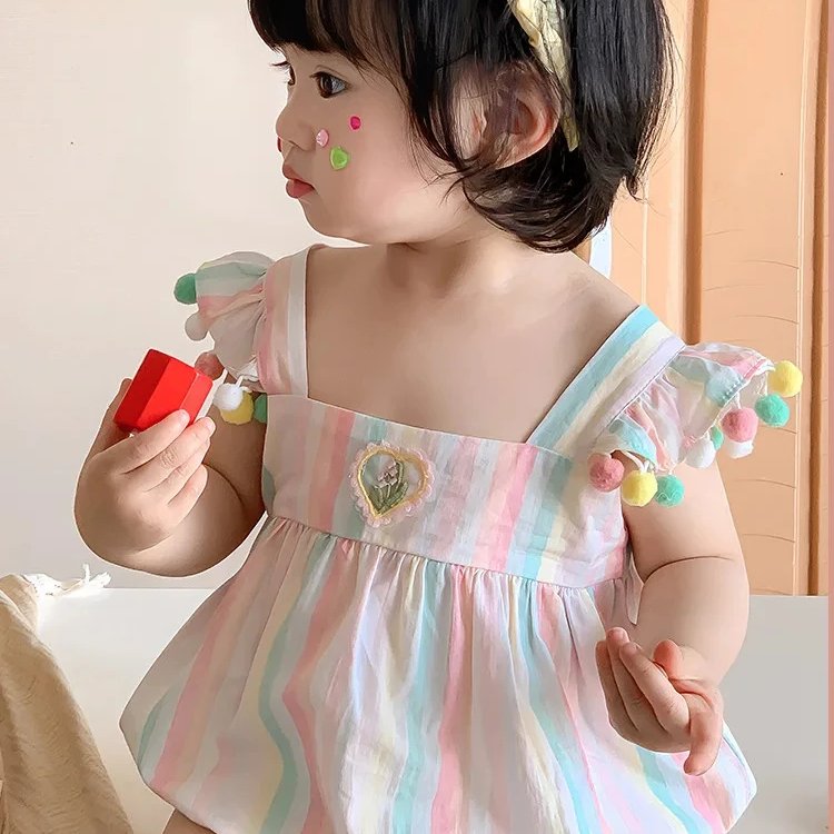 Summer Thin Newborn Princess Romper Colorful Cute Baby Bodysuit Cotton Baby Girl Clothes