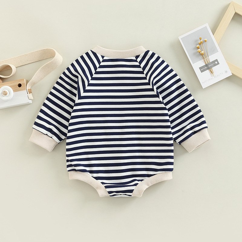 0-24M autumn baby clothes boys girls casual sweatshirt jumpsuit stripe long sleeve pocket baby rompers clothing