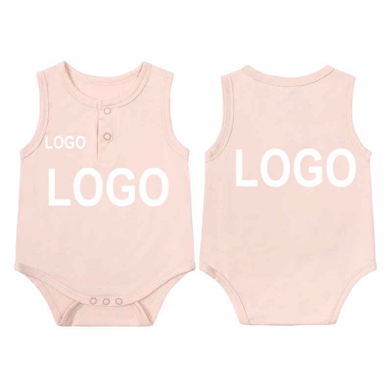 custom bamboo fiber new born baby girl clothes sleeveless baby rompers summer newborn clothes wholesale bamboo baby clothing