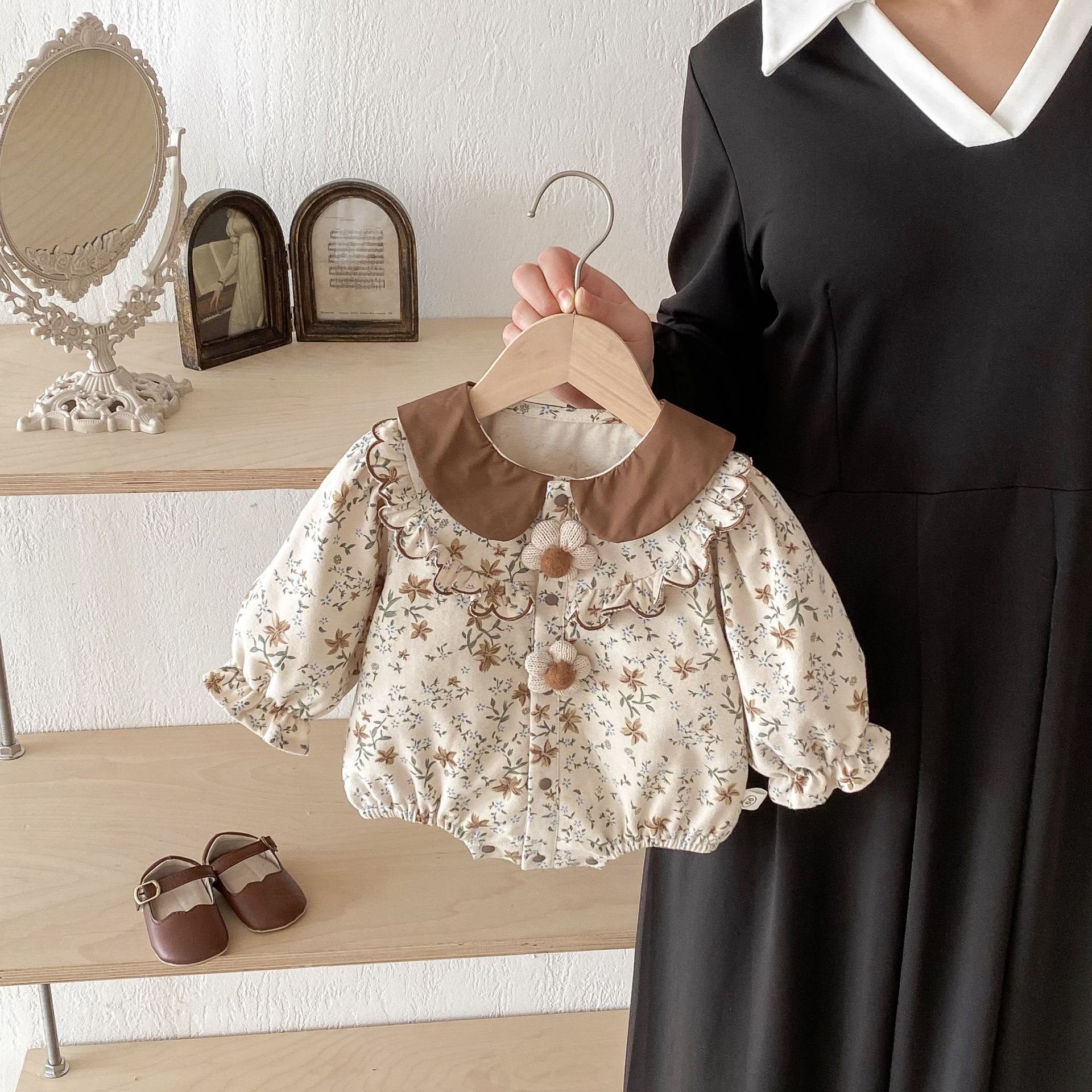 Spring Autumn Flowers Long Sleeve Baby Romper Bodysuit Floral Printed New Born Toddle Infant Girl Princess Jumpsuit