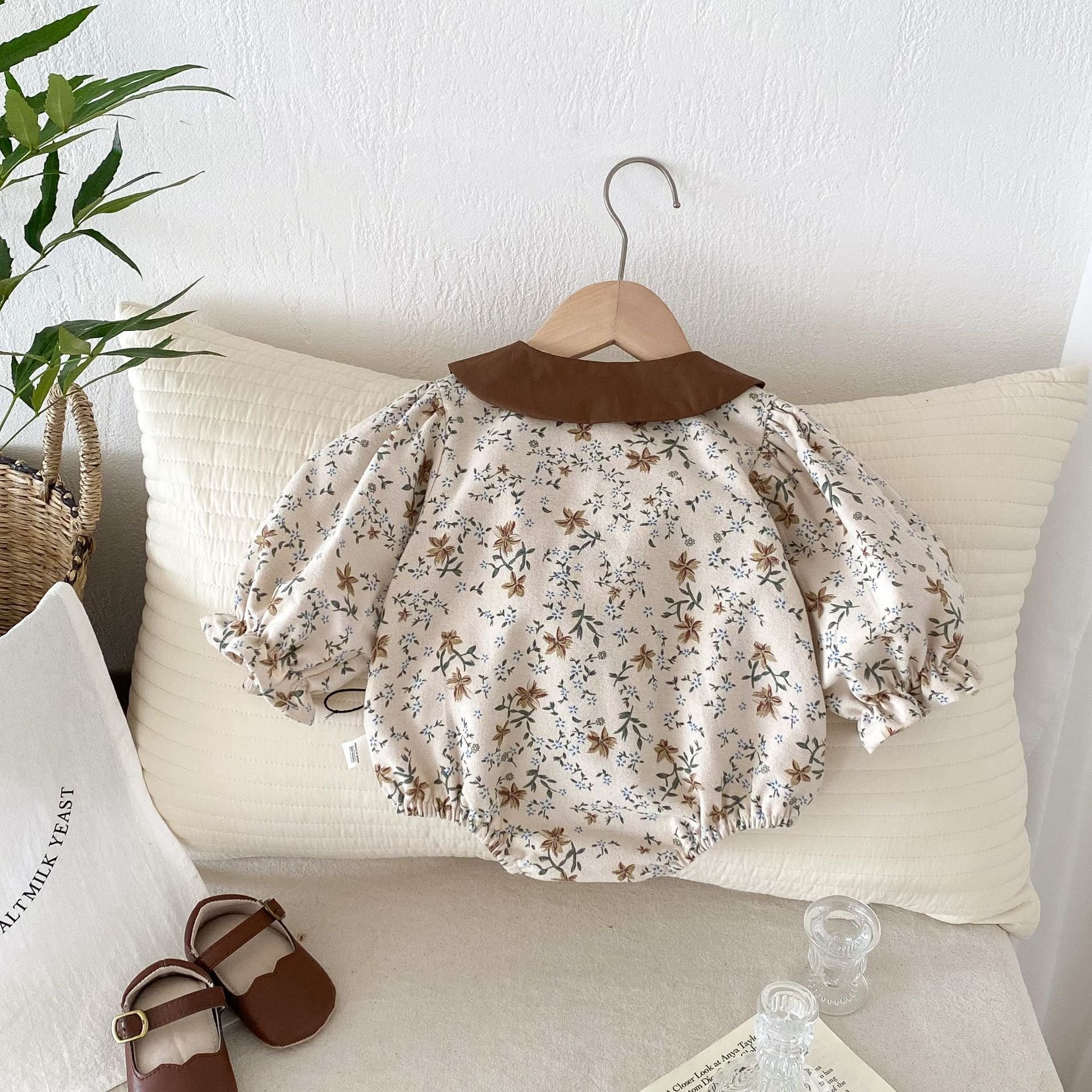 Spring Autumn Flowers Long Sleeve Baby Romper Bodysuit Floral Printed New Born Toddle Infant Girl Princess Jumpsuit