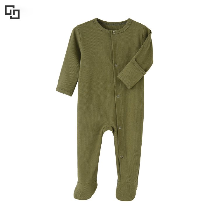 Skin-friendly Infant Clothes Footie Solid Button Knitted Newborn Romper Custom Bamboo Baby Pajamas