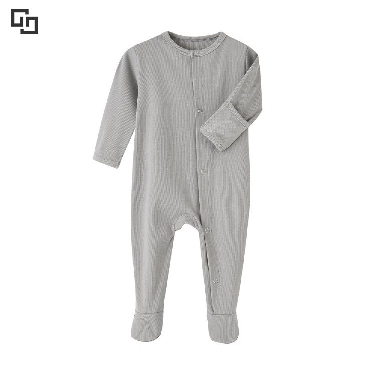 Skin-friendly Infant Clothes Footie Solid Button Knitted Newborn Romper Custom Bamboo Baby Pajamas