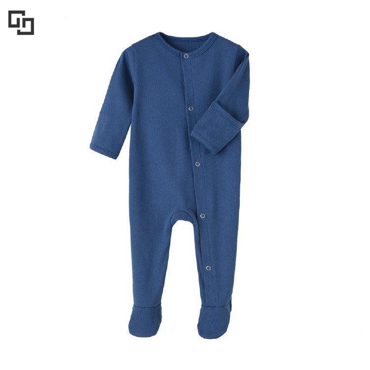 Skin-friendly Infant Clothes Footie Solid Button Knitted Newborn Romper Custom Bamboo Baby Pajamas
