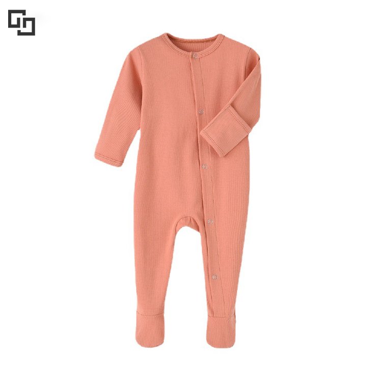 Skin-friendly Infant Clothes Footie Solid Button Knitted Newborn Romper Custom Bamboo Baby Pajamas