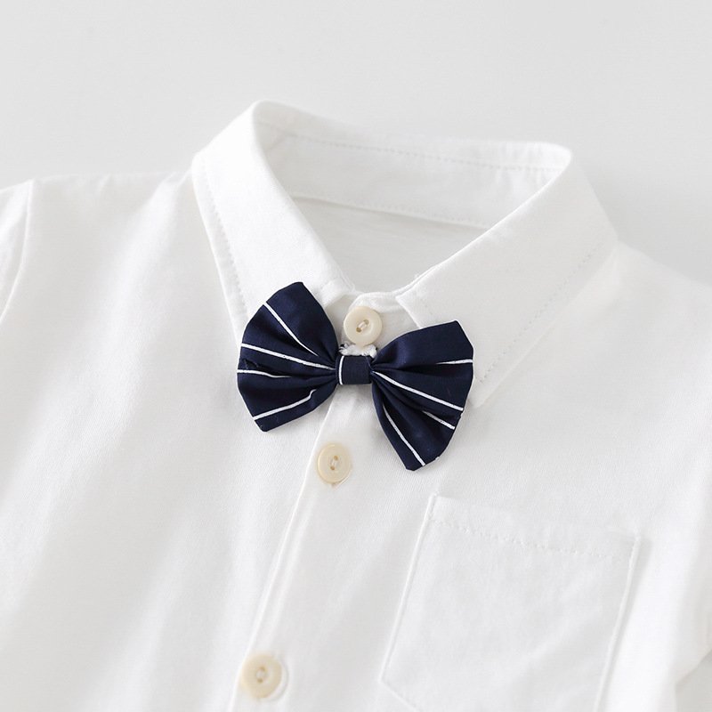 100% Cotton Baby Romper Neonatal White Shirt Bow Top Summer Baby Clothes