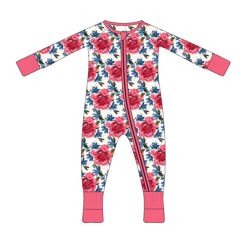 Custom 100% cotton baby onesies Newborn Infant Organic Zip Up Rompers Clothes long sleeves Bamboo Baby Romper clothes