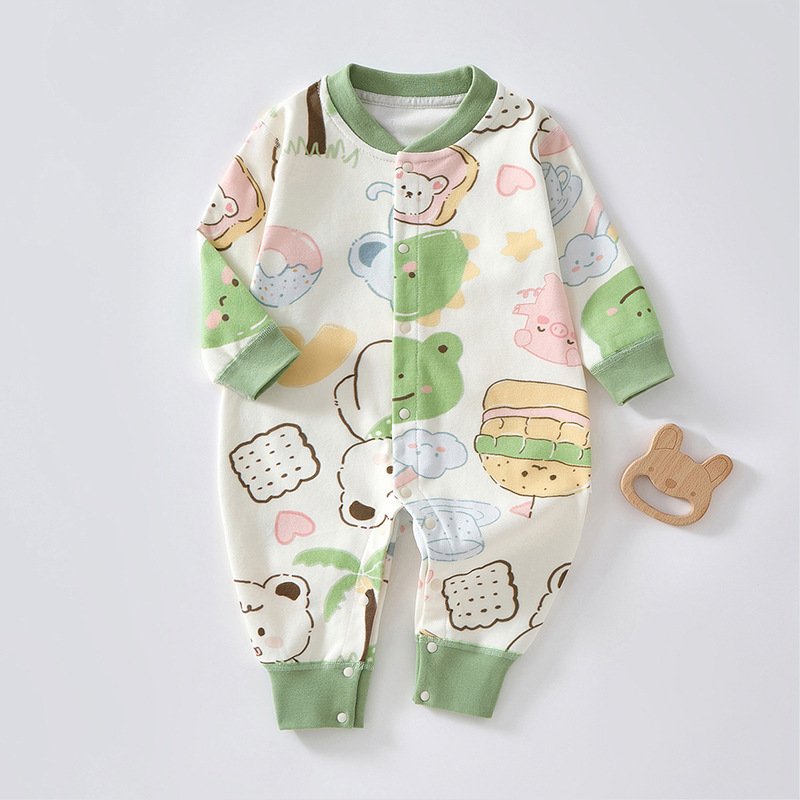 Newborn one-piece long-sleeved spring and autumn romper boneless baby clothes pajamas children's clothing baby romper