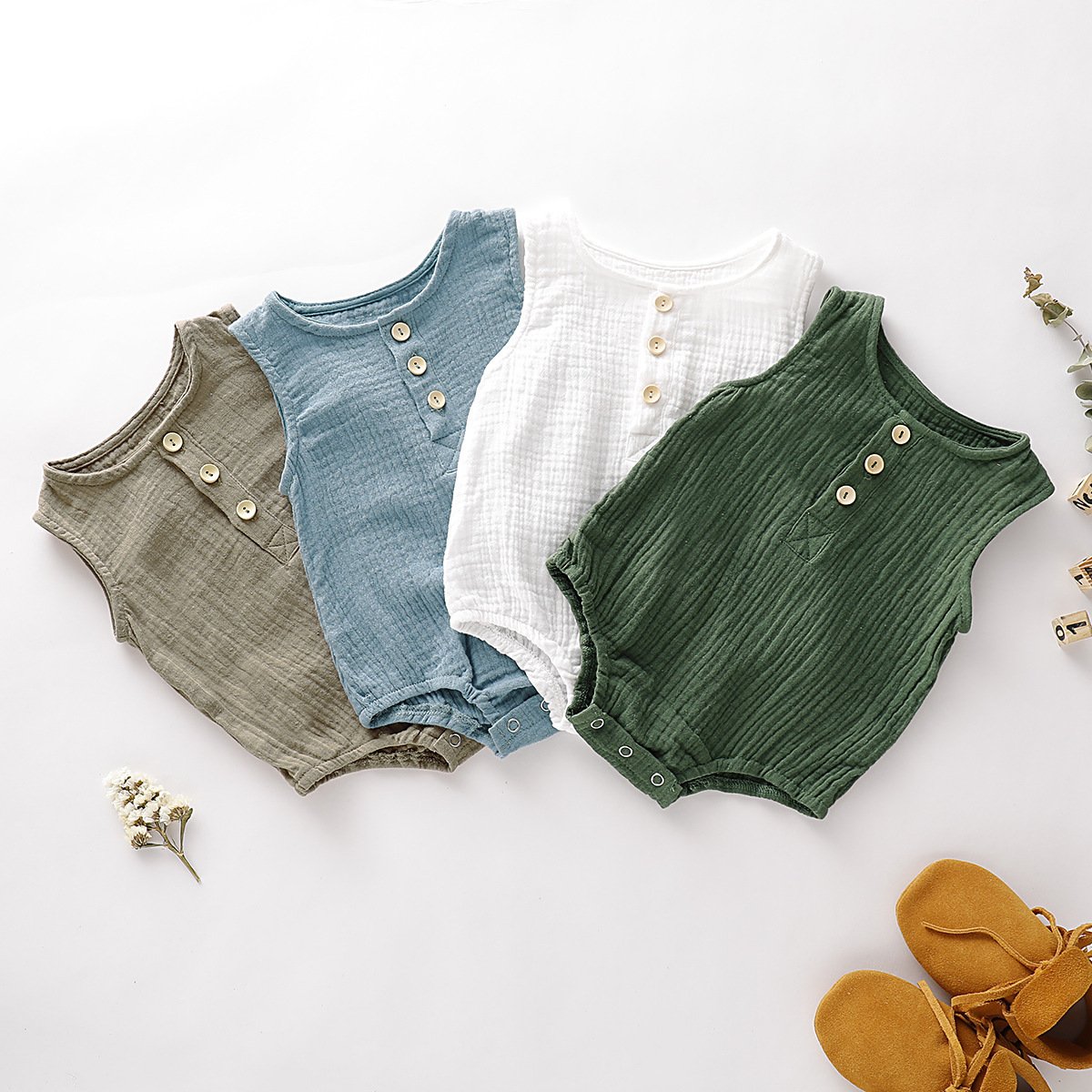 New summer sleeveless infant romper cotton newborn bodysuit comfortable baby clothes