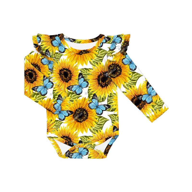 Cute valentine's day baby romper toddler girls long sleeve bodysuit boutique little girl babi romper double layer sleeve clothes