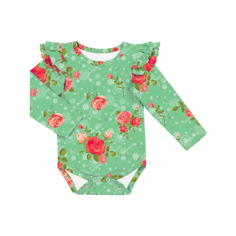 Cute valentine's day baby romper toddler girls long sleeve bodysuit boutique little girl babi romper double layer sleeve clothes