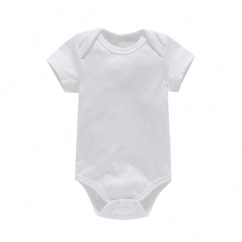 Onesies Clothes Summer Short Sleeve Cartoon Unisex Baby Rompers Solid Color Plain Support 10000 Wholesale Manufacturer White
