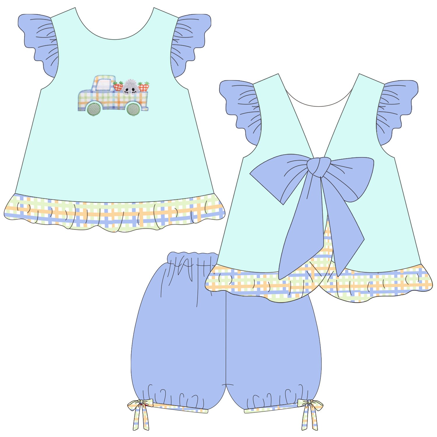 Newborn baby applique girl bubble romper custom easter one piece baby romper