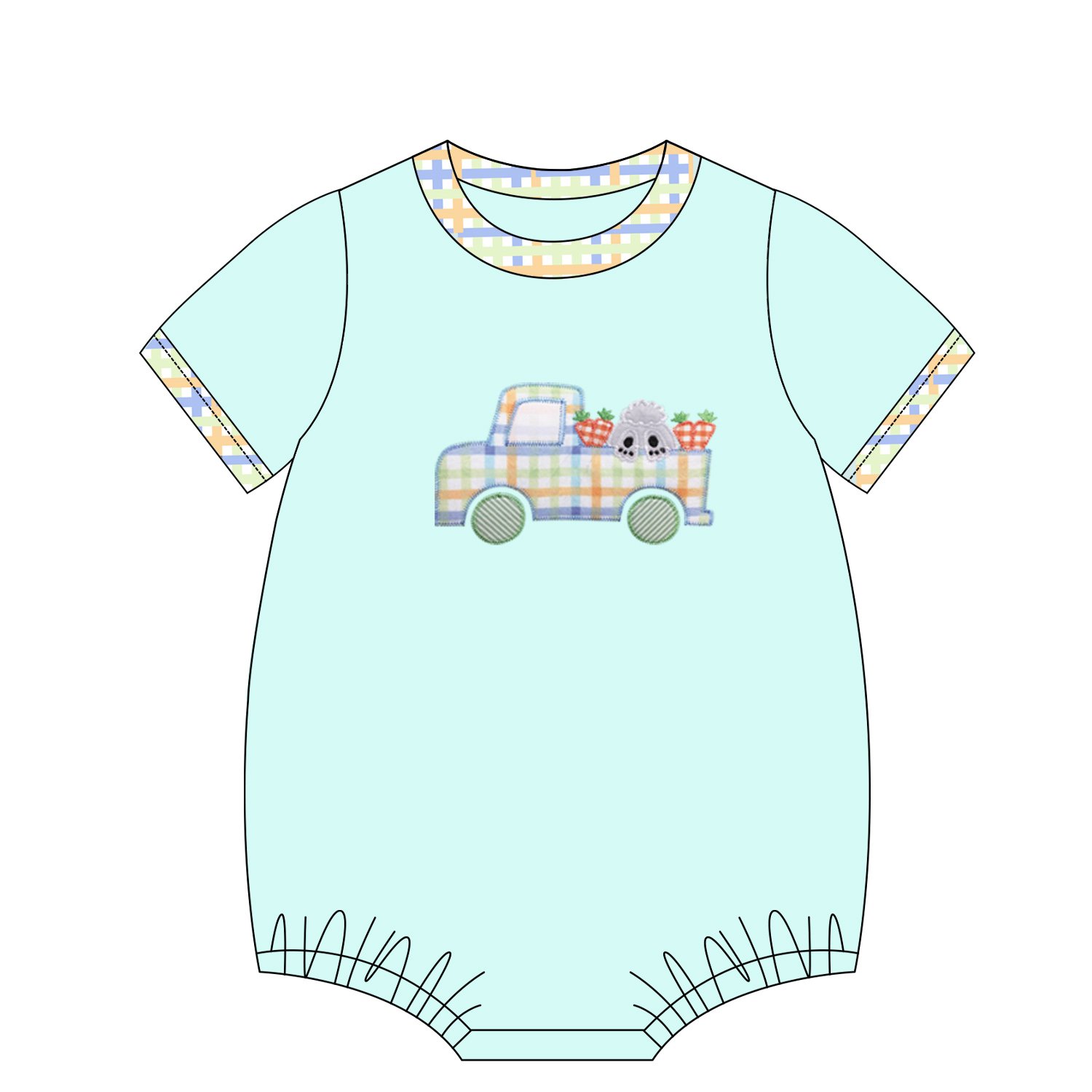 Newborn baby applique girl bubble romper custom easter one piece baby romper