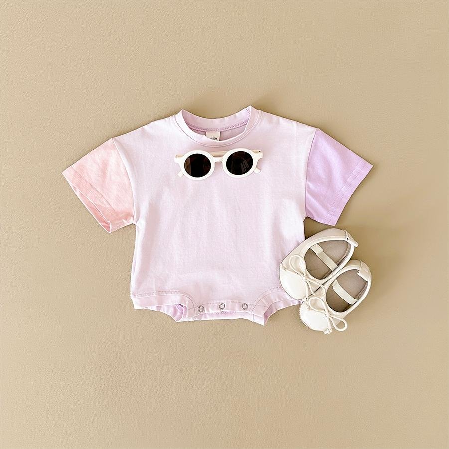 Custom Summer 0-24M Patchwork Color Newborn Baby Boys Girls Rompers Clothes Cotton Short Sleeve Bodysuit Basic Jumpsuits
