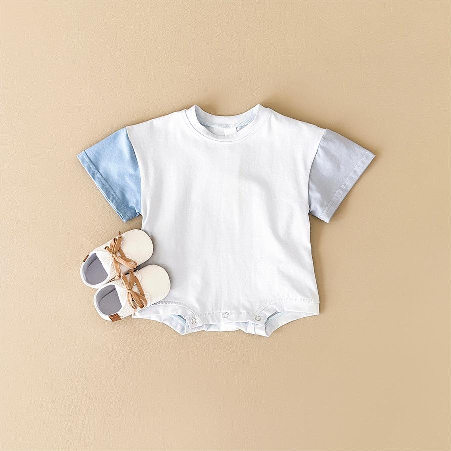 Custom Summer 0-24M Patchwork Color Newborn Baby Boys Girls Rompers Clothes Cotton Short Sleeve Bodysuit Basic Jumpsuits